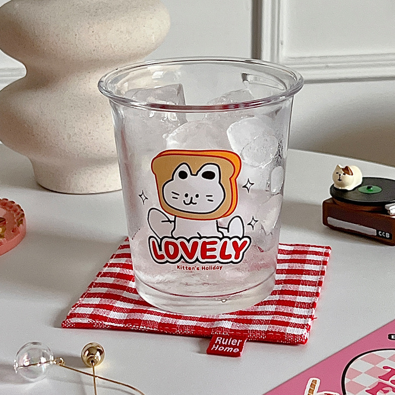 Bolimei Korean InS-style cat glass milk cup, girlish water cup, glass cup, large-capacity drinking cup Specification drawing