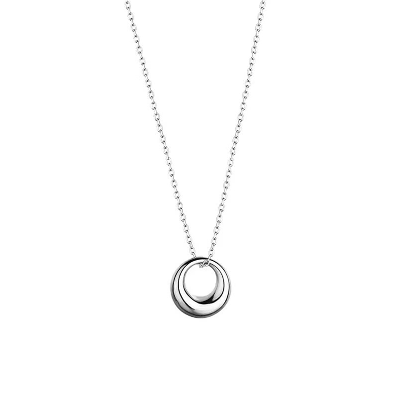 Silver geometric circle necklace, women's Instagram minimalist collarbone chain, light luxury and niche design sense, elegant and trendy in 2023 Item Picture