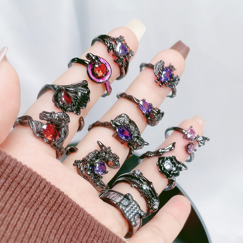 Dark European and American punk personality open ring, a niche cold style hip-hop trend, versatile and fashionable accessory ring details Picture