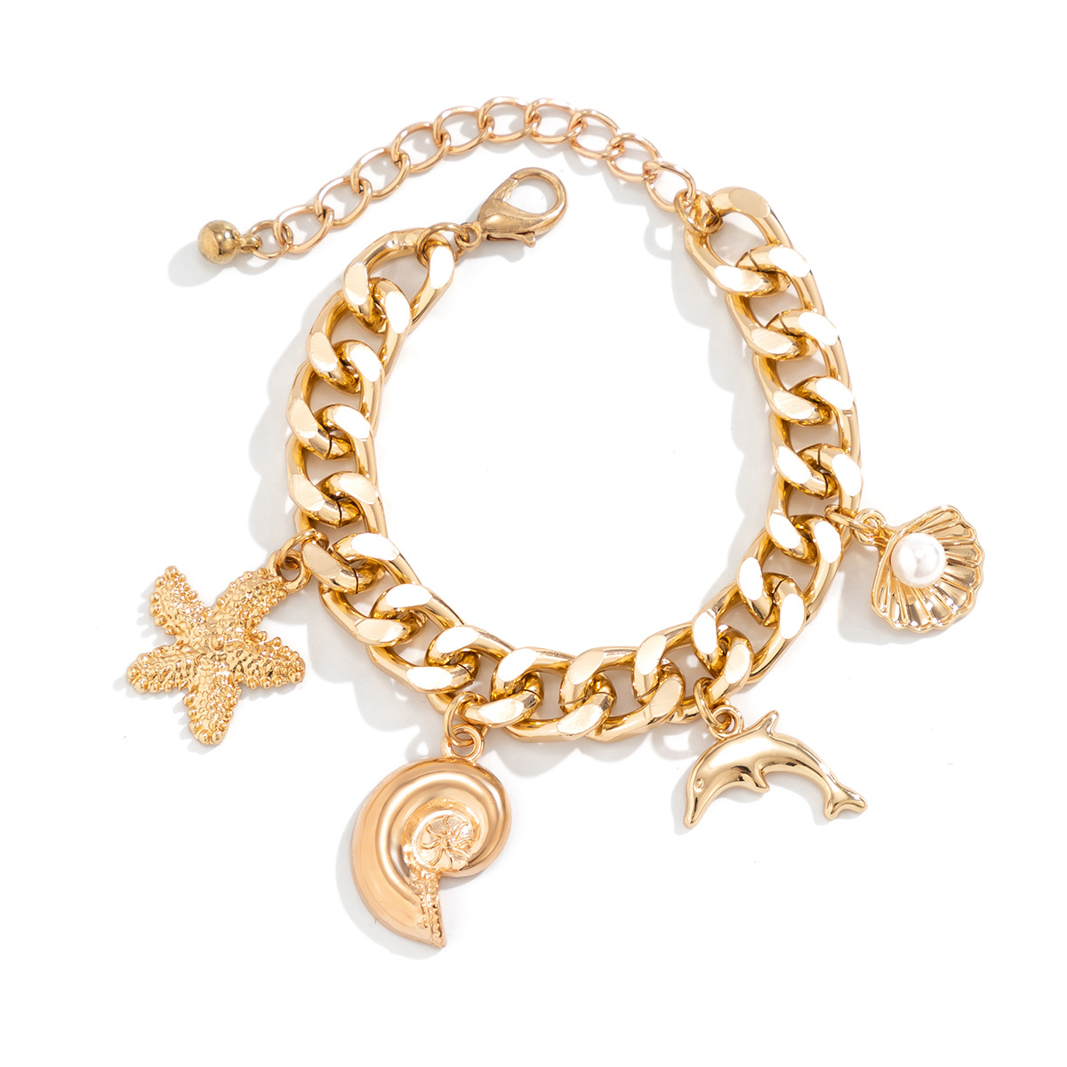 European and American cross-border jewelry ocean-style dolphin shell imitation pearl necklace for women, mixed and matched beach star-shaped pendant necklace Item Picture