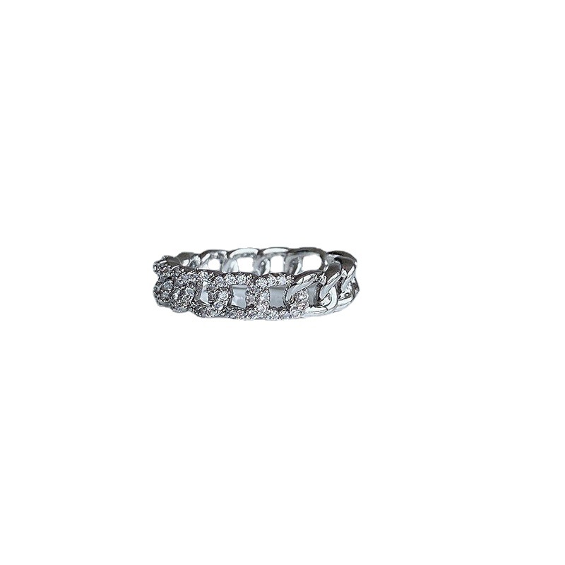 The exquisite cross-shaped zircon open ring in a cold style is fashionable and versatile on Instagram, with a light luxury and high-end feel. It's a trendy and cool food ring Item Picture