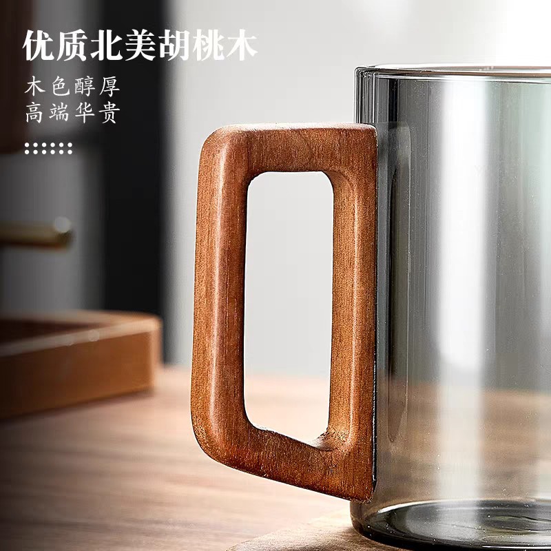 Wholesale household pineapple cups, high-appearance-level glass cups with handles and hammer patterns, thickened high borosilicate juice cups, transparent flower tea cups full figure