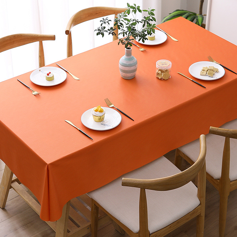 Waterproof, oil-proof, no-wash PVC cotton and linen textured tablecloth