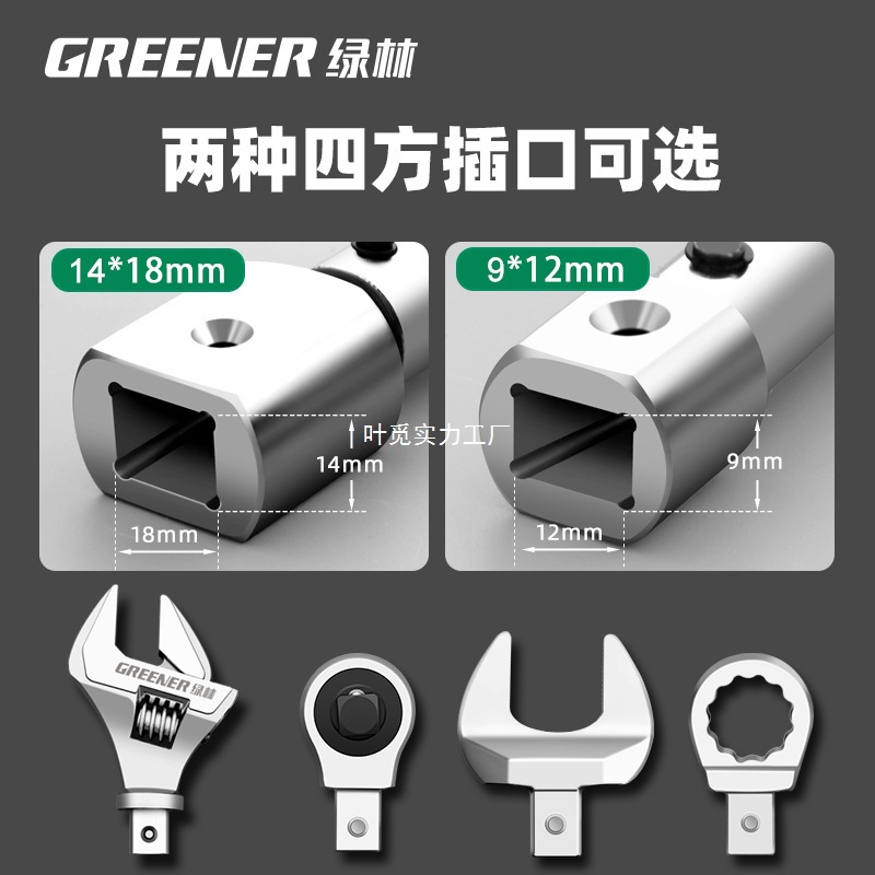 Green Forest Open-end torque wrench, high-precision adjustable preset small kilogram wrench, interchangeable head adjustable torque wrench details Picture