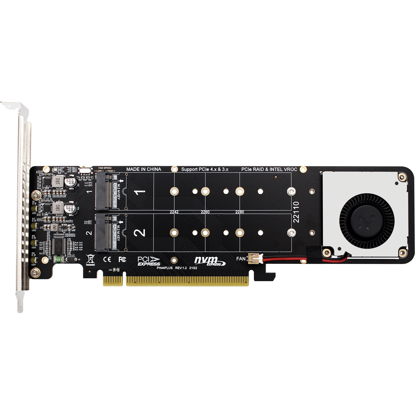 PCIeX16 to M.2 M-key NVMEx4SSD RAID array expansion adapter Split card 2U server Item Picture