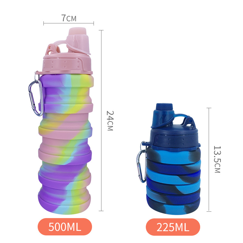Food-grade silicone camouflage sports water cup, creative travel folding water bottle, outdoor portable telescopic water bottle, cola bottle Application Scenario