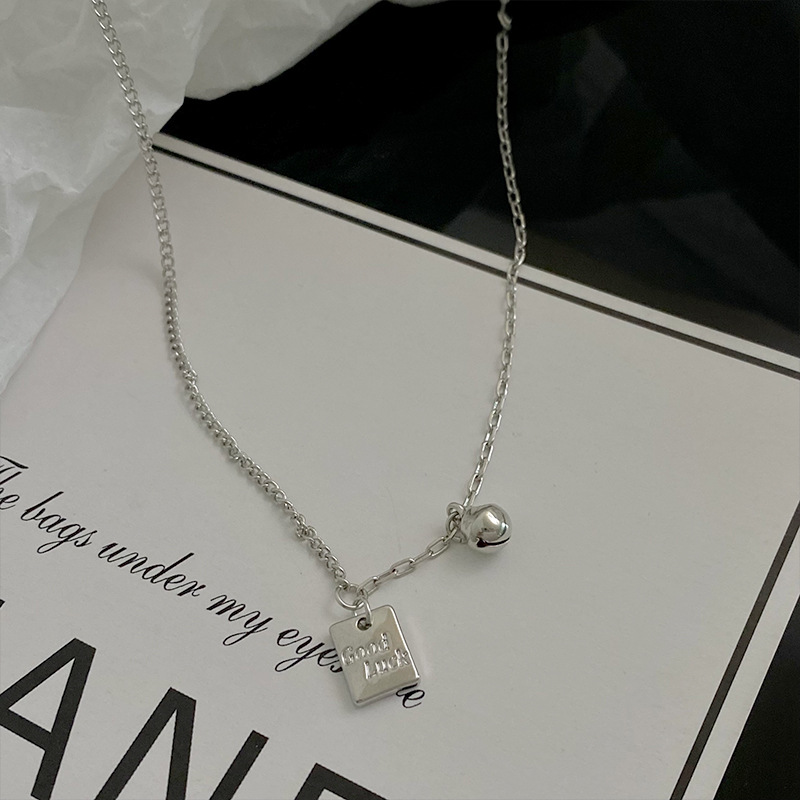 luck elegant and stylish necklace for women, retro round ball letter square plate collarbone chain, fashionable, artistic and light luxury accessories wholesale Application Scenario