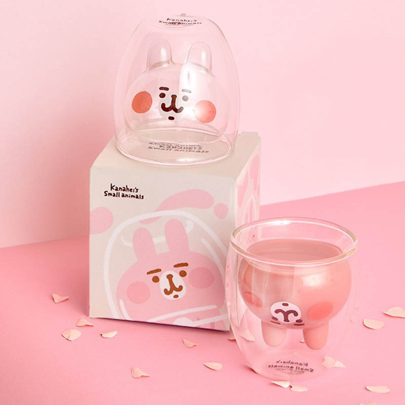 Rabbit double-layered cup Glass cup Student cartoon cup Juice Milk cup Water cup Breakfast cup Glass cup details Picture