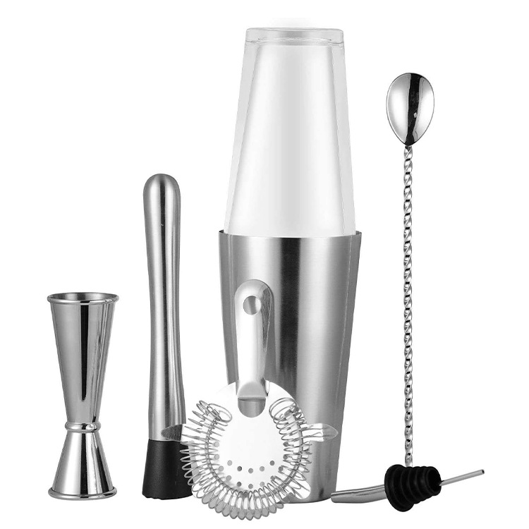 Stainless steel gold-plated Boston cocktail shaker set, cocktail ware set, cross-border best-selling bar supplies Item Picture