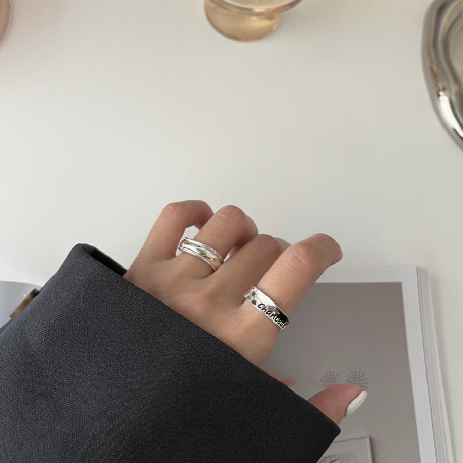 Korean version lucky ring s925 silver niche design high-end ring, simple, fashionable and versatile open index finger ring details Picture