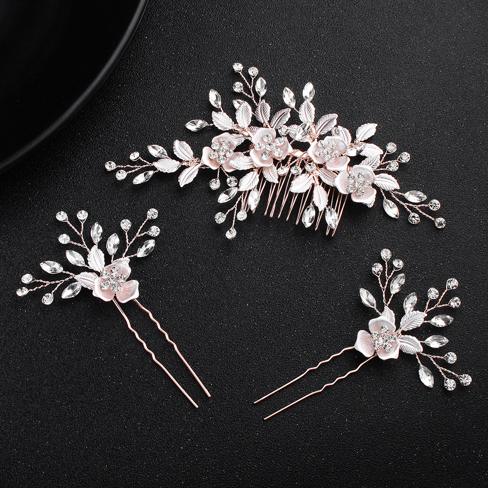 Korean bride's headwear, floral leaf hair combs, pins, exquisite handcrafted hair accessories, alloy flower hairpins, and combs full figure