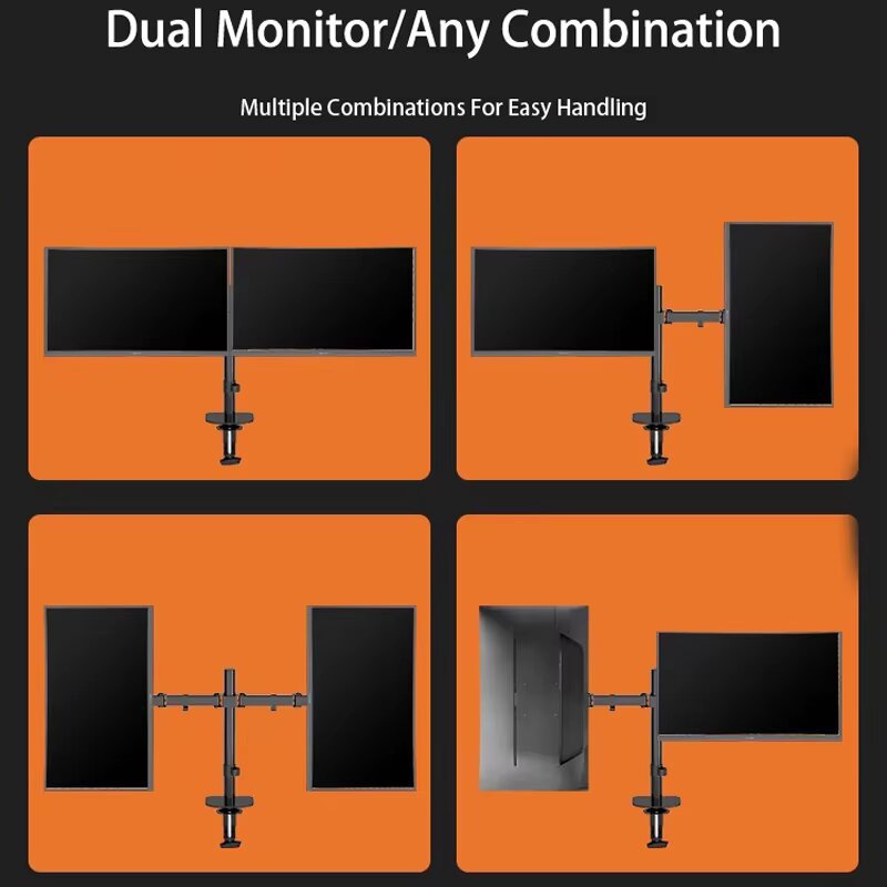 Dual-screen monitor stand, left and right up and down, multi-screen laptop height-increasing stand, no need for drilling, one drag two bases Specification drawing