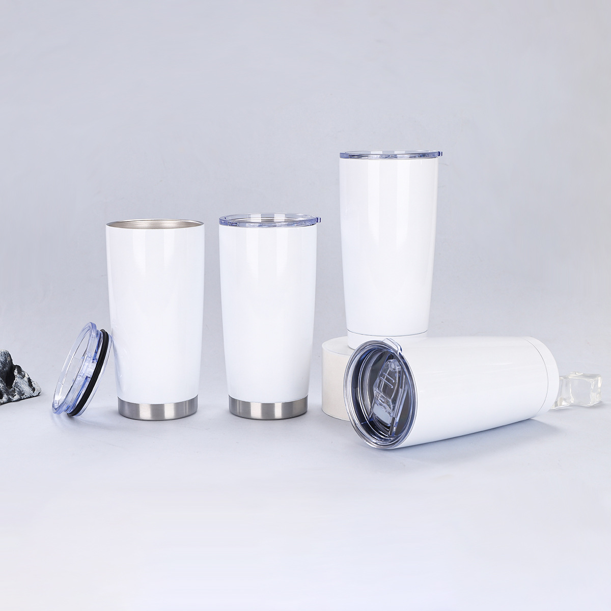 Cross-border sublimation 304 stainless steel insulated cup, outdoor car water cup, pure white direct drinking, instant ice cup wholesale full figure