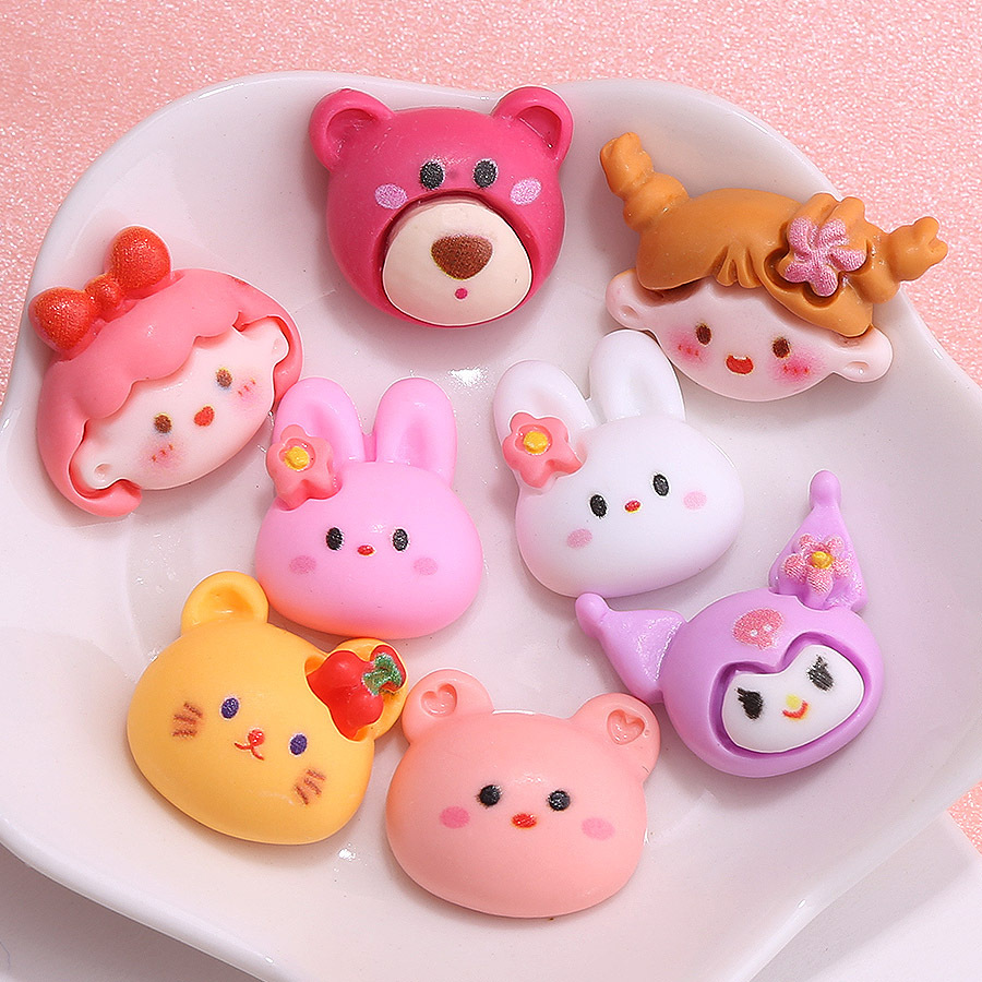Cream glue accessories, rabbit and bear cartoon cute animal handicrafts, phone case materials, diy resin accessories full figure