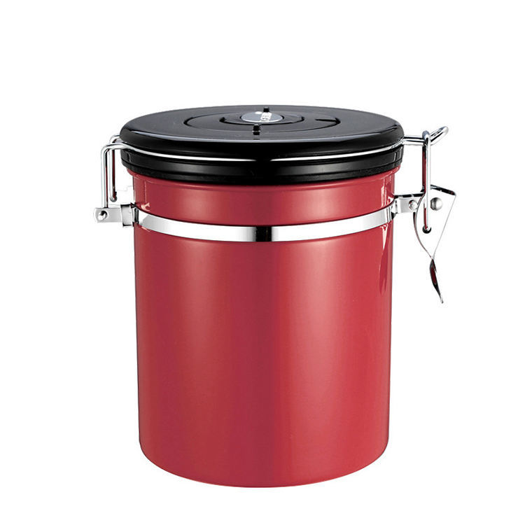 Stainless steel 304 coffee bean sealed jar, kitchen tea sugar coffee storage jar with date turntable and vent door Item Picture