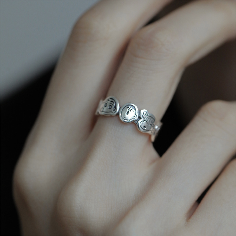 A cute anime cartoon character opening adjustable ring for women's Instagram, a niche design with a high-end feel, 2022 new style Application Scenario