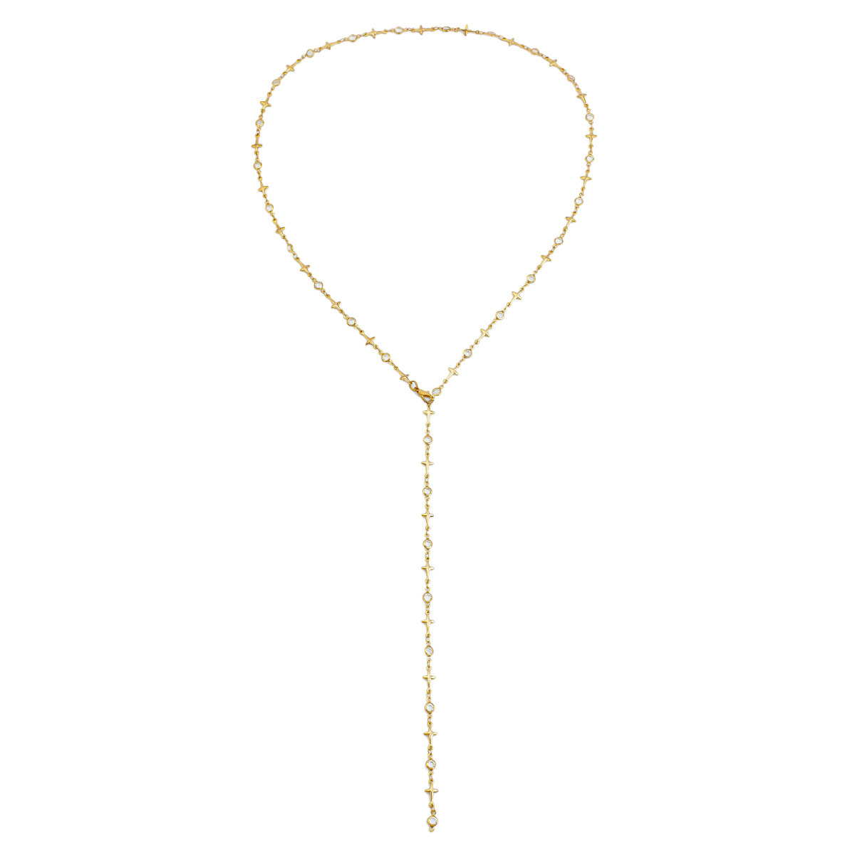 European and American cross-border jewelry: Fresh and colorful Y-shaped Daisy chain necklace, sweet and three-dimensional metal copper collarbone chain Item Picture