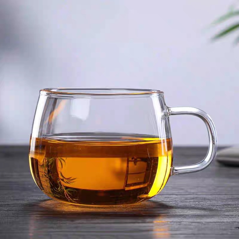 High borosilicate glass tea brewing cup, thickened with lid and handle, household tea water separation with filter, office cup, flower tea cup details Picture