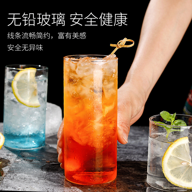 Thin and light Instagram glass, cocktail cup, simple long drinking cup, Colin cup, straight cup, high appearance level wine cup Application Scenario