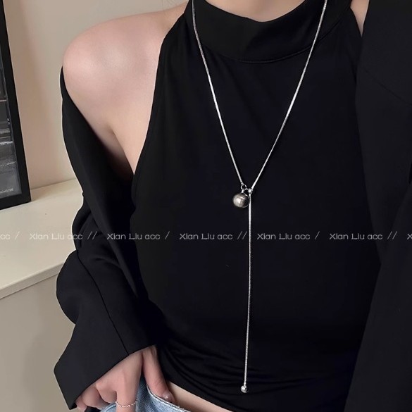 Korean Maillard Tiger cat eye stone collarbone chain 2024 autumn/Winter long sweater chain feel retro personality necklace Specification drawing