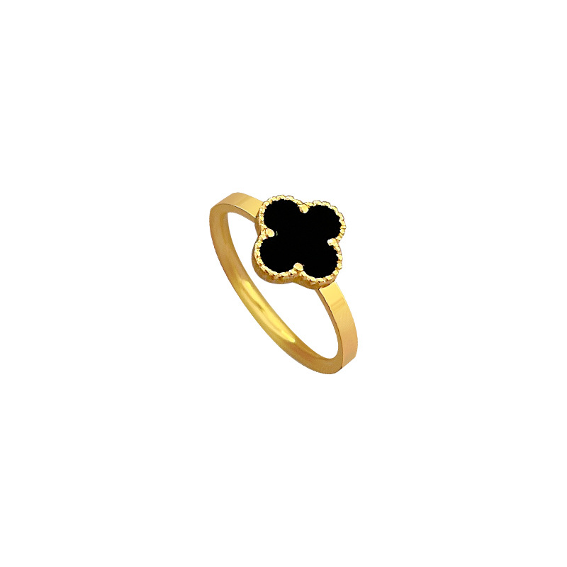 【 Non-Fading 】 Four-leaf Clover titanium steel cold style dance ring for men and women, trendy and simple food rings on Instagram Item Picture