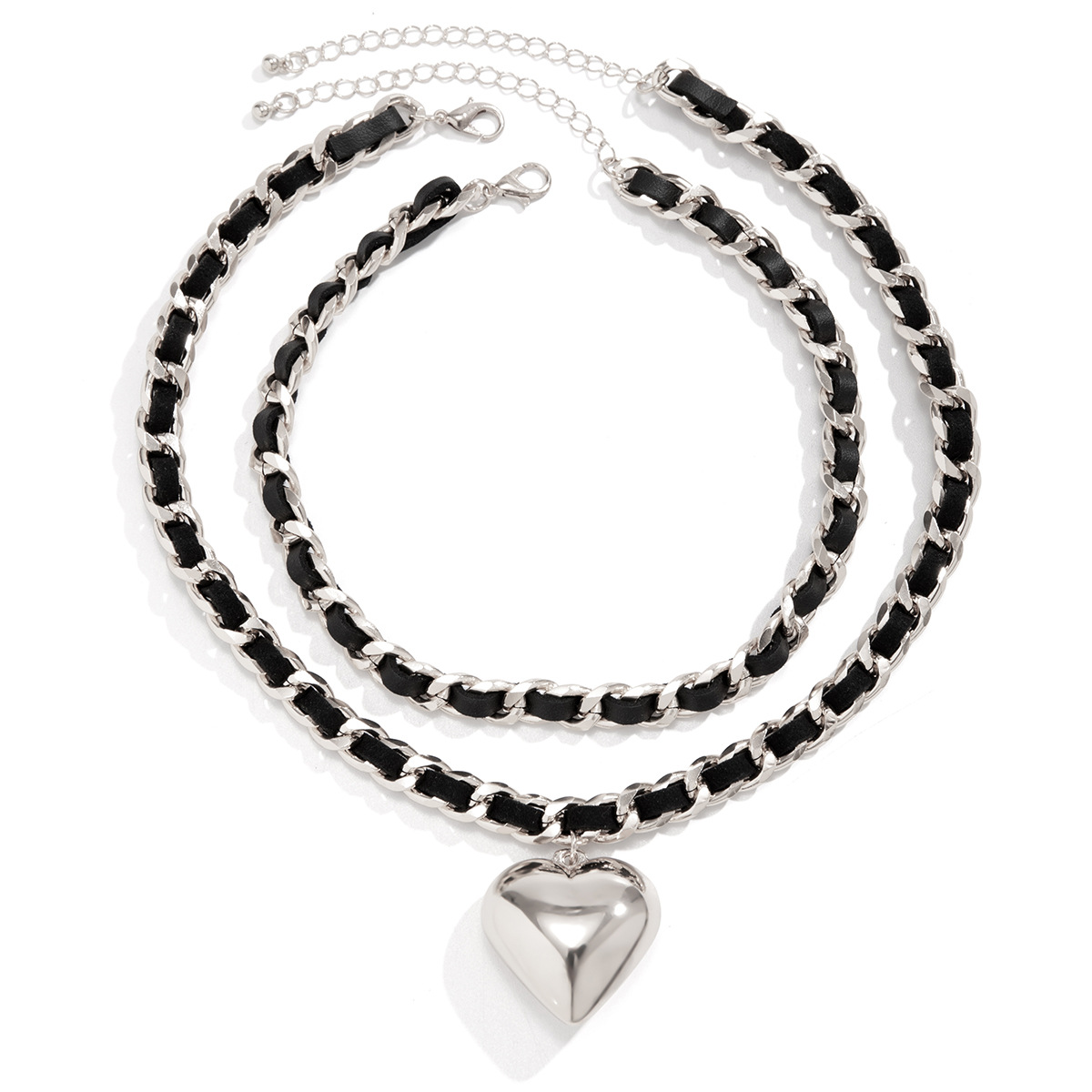European and American cross-border accessories, elegant velvet chain, chanty style necklace retro heart, versatile double-layer necklace Item Picture
