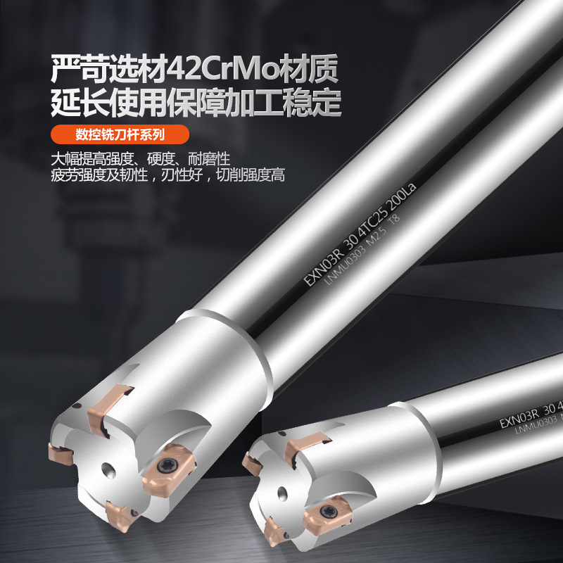 The CNC milling cutter holder EXN03R and Toshiba LNMU0303 double-sided inserts save costs for roughening details Picture
