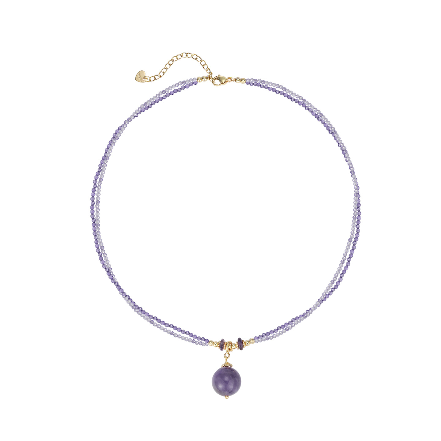 Spring and Summer new double-layered zircon amethyst necklace for women, a retro, romantic, elegant and high-end collarbone necklace Item Picture
