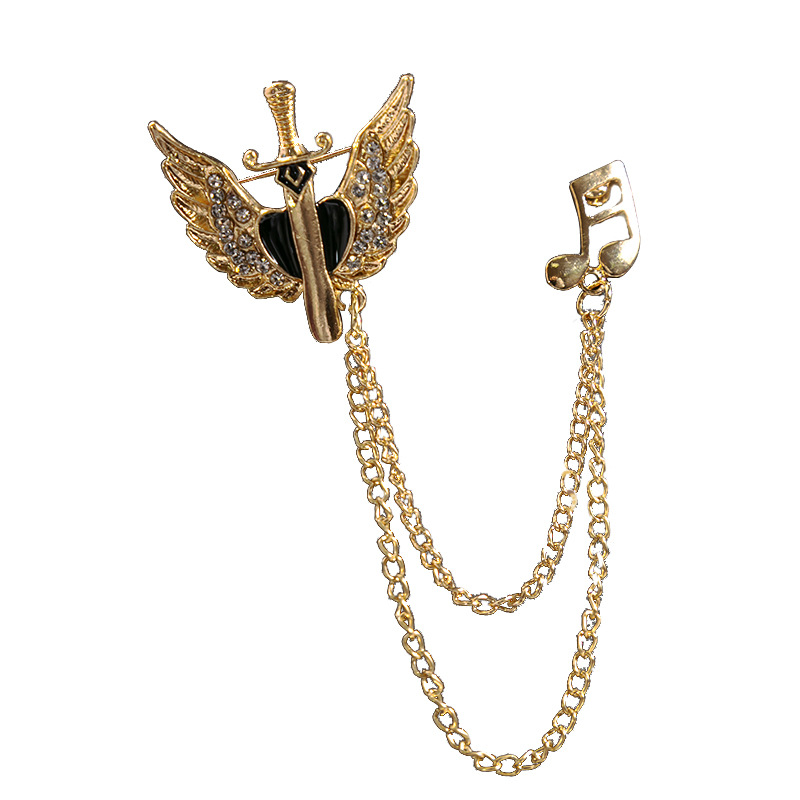 Korean metal-textured chain tassel brooches, personalized and retro style clothing and accessories, fashionable and elegant niche accessories wholesale Item Picture