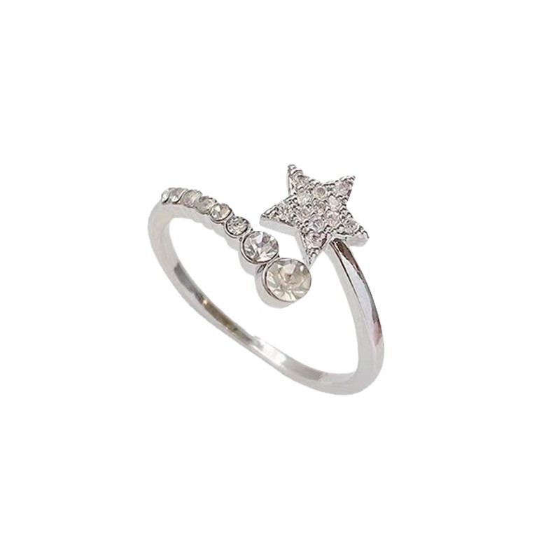 ins Cold style star-studded zircon open ring for women, exquisite, fashionable and individual layered ring design Item Picture