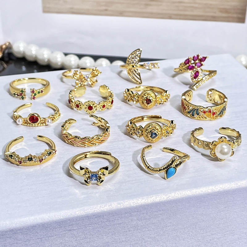 A light luxury court-style drip glaze, ancient brushed, simple open ring, elegant and versatile, fashionable and personalized ring for women details Picture