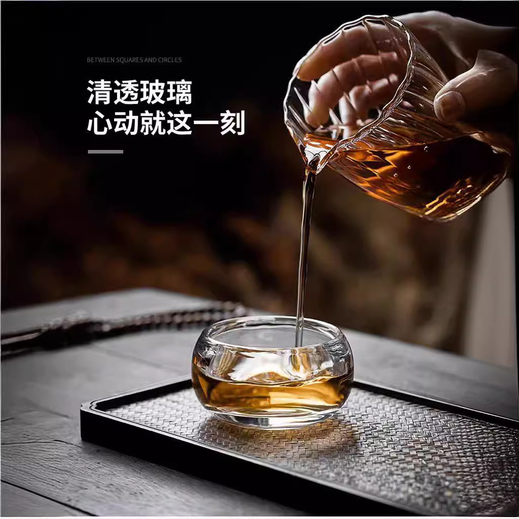 Thickened crystal plate finger cups, high-end meditation crystal cups, master cups, tea cups, tasting cups, single cups, light luxury cups, tea sets Specification drawing