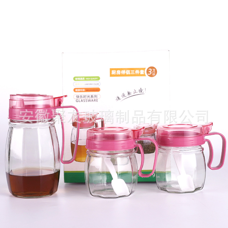 Kitchenware glass oil pot seasoning jar five-piece set, seasoning bottle control oil pot two-four-piece set gift details Picture