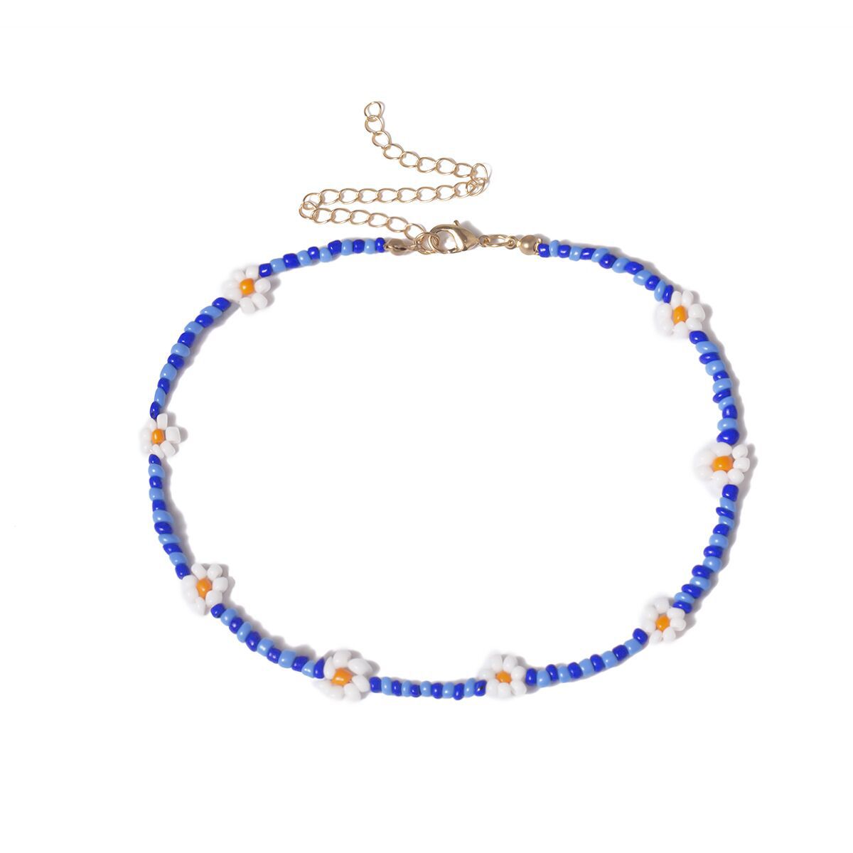 European and American cross-border jewelry, personalized colorful beaded ethnic necklaces, creative rice bead woven flower geometric necklaces Application Scenario