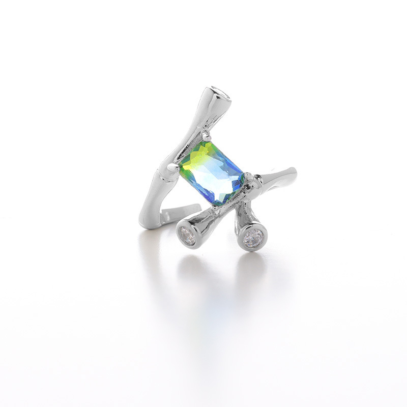 Original niche design bamboo-joint opening ring zircon ins, cold style, high-end, fashionable and individual women's index finger ring full figure