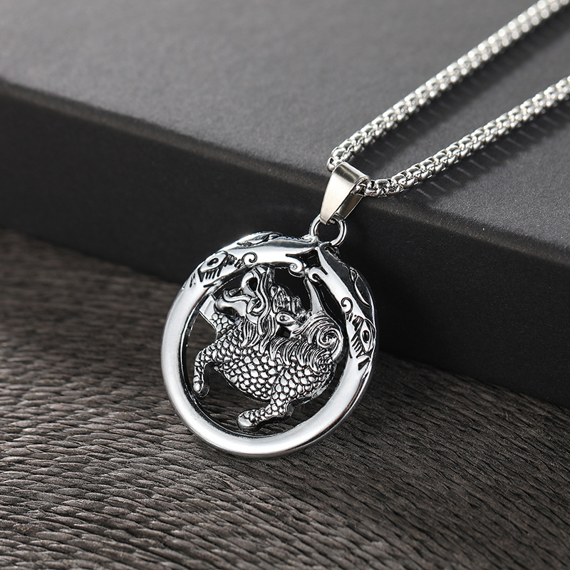 Wholesale of 2024 AliExpress men's hip-hop necklaces with European and American style, Korean-style Instagram street dance pendants, and student pendants details Picture