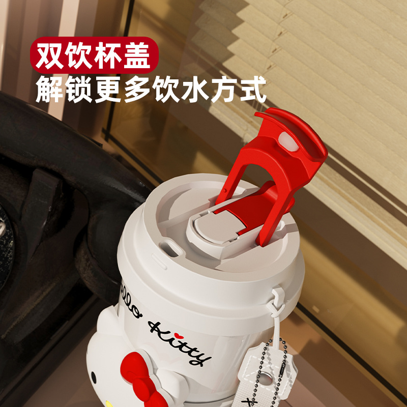 Authentic HelloKitty insulated cup, new coffee cup, high appearance level birthday gift Sanrio straw water cup details Picture