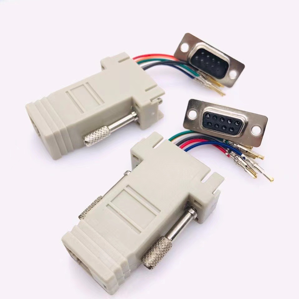 RJ45 to DB9RS232 serial port adapter, network port converter, network port to RJ45, DB9 male/female external connection full figure