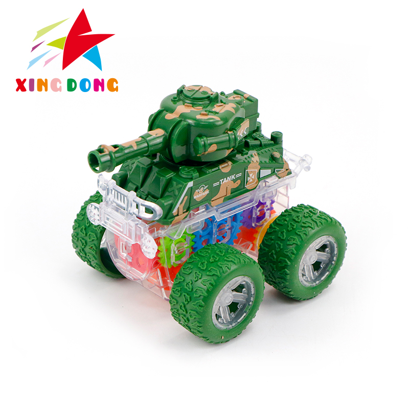 Children's toy car colorful/four-wheel drive/dual-inertia stunt tank car display box packaging YM-1108F Specification image