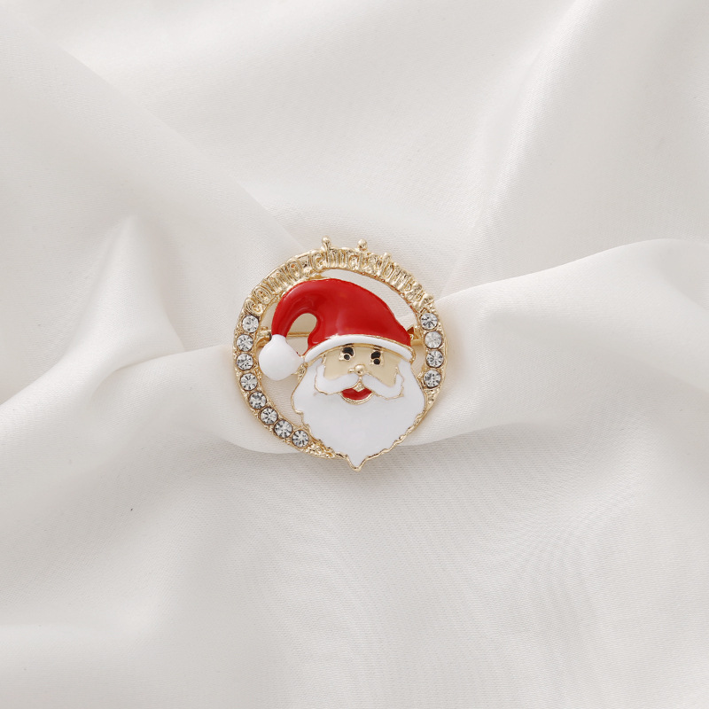 Cute Christmas brooches, bells, snowmen, wreaths, gloves, Santa Claus pins and badges from Japanese and Korean cartoons Specification drawing