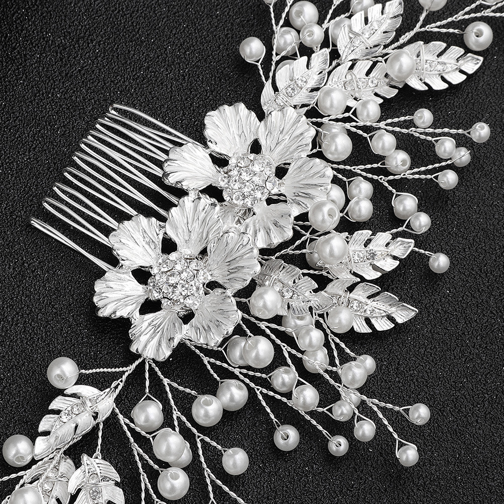 miallo cross-border exclusive DIY handcrafted bridal hair accessories, alloy flowers, diamond-encruffled combs, high-end wedding accessories details Picture