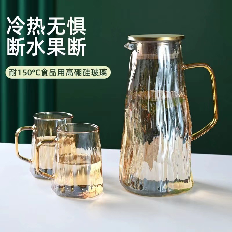 Wholesale of new summer anti-explosion cold water kettles, large-capacity beverage kettles, household high-temperature resistant glass kettles and cold water kettle sets full figure