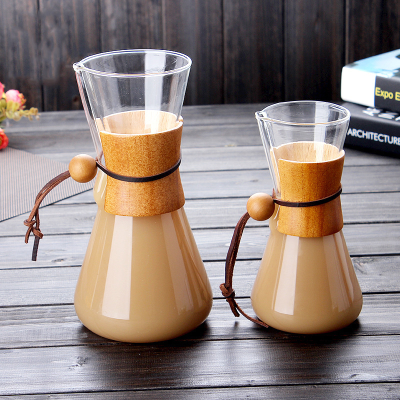 Factory stock high borosilicate transparent glass hand-brewed coffee POTS, household wholesale portable coffee equipment, coffee POTS full figure