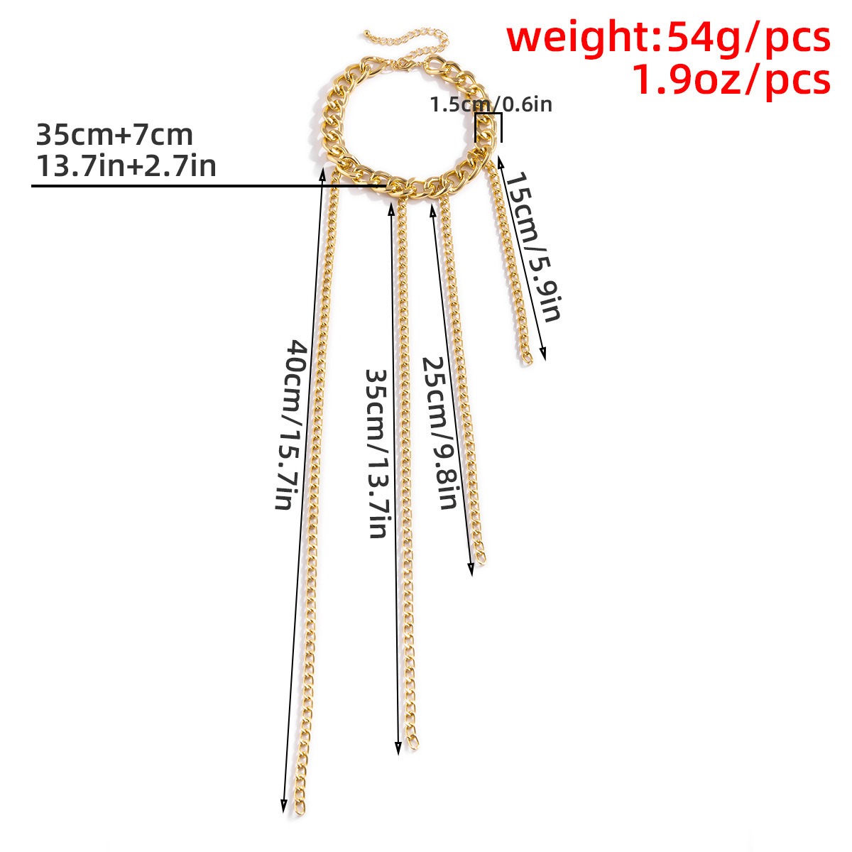 European and American cross-border accessories, punk long metal chain tassel exaggerated necklace, hip-hop personality, sweet and cool style necklace Application Scenario