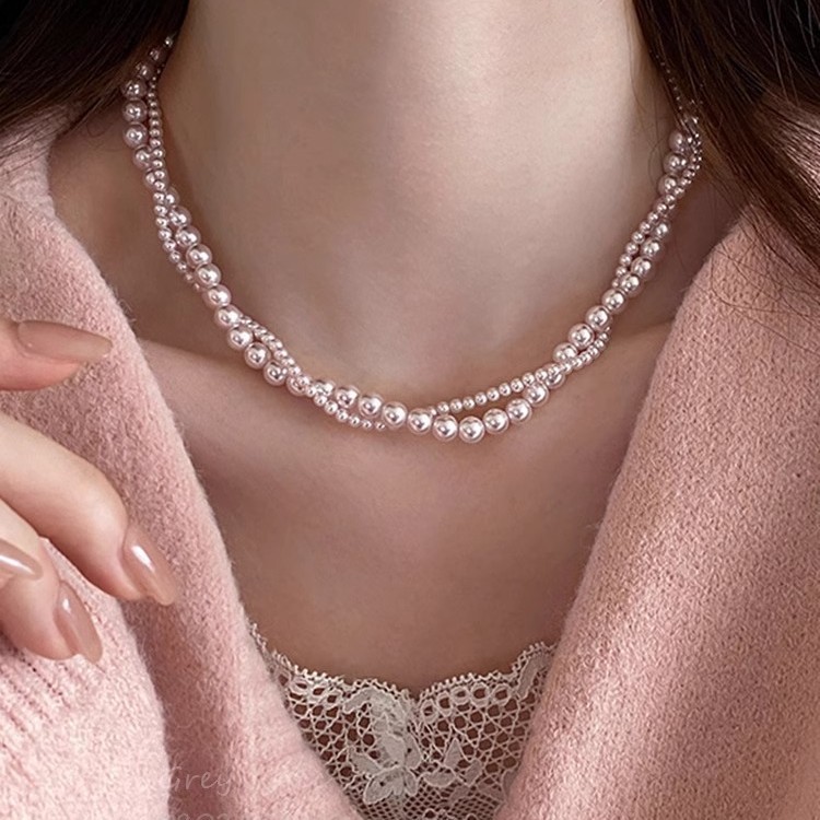 Manta Rose-colored Shijia Pearl Necklace for Women, 2025 new style, niche and light luxury collarbone necklace Application Scenario
