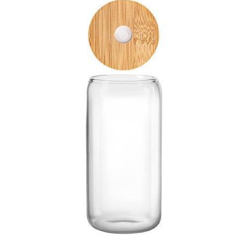 Cross-border 16oz high borosilicate glass cola cup, household large-capacity juice, milk beverage and milk tea cup with bamboo lid Item Picture