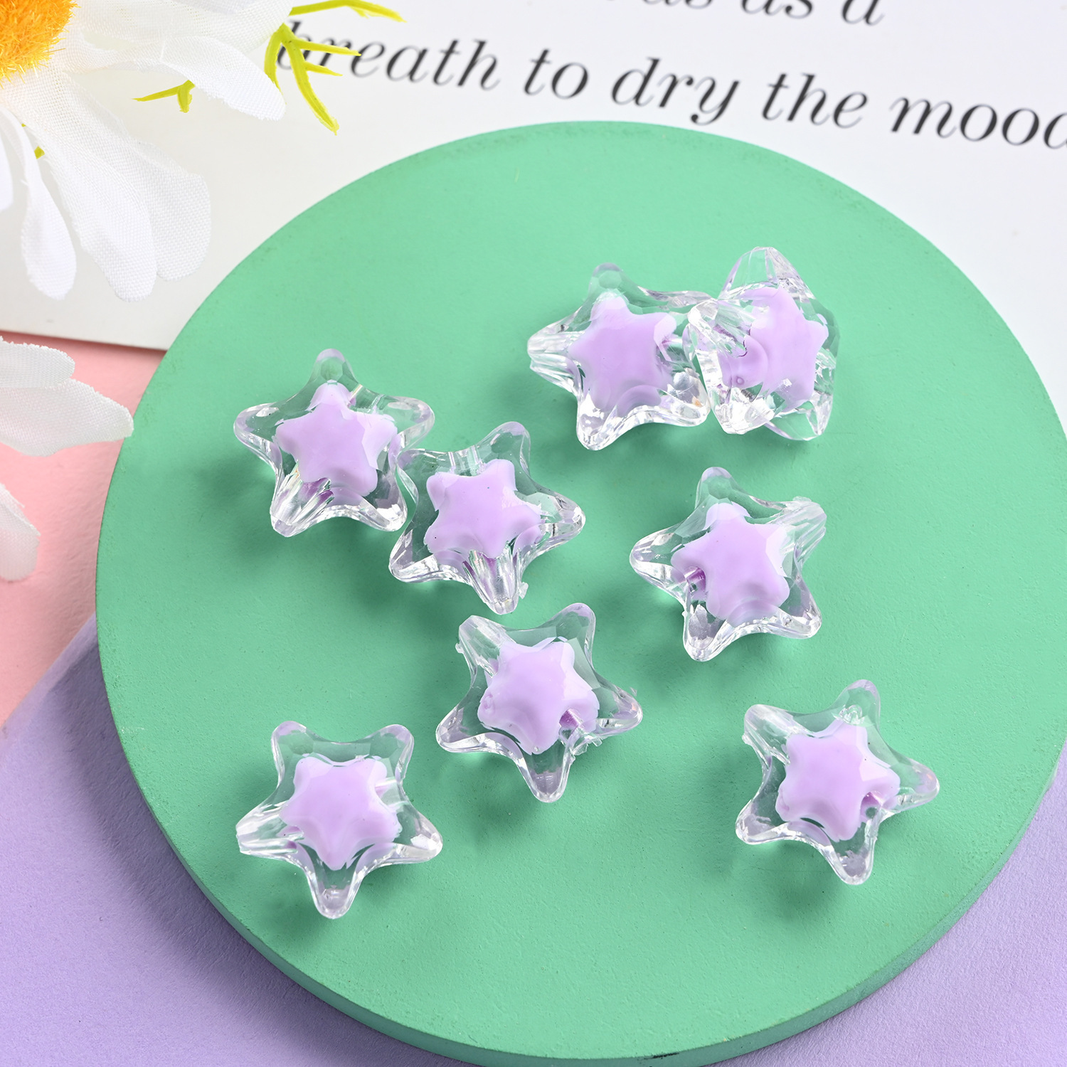diy macaron beads, children's beading, Korean-style inner color five-pointed star beads, middle beads, rafters, pens, bracelet accessories, batch Specification drawing