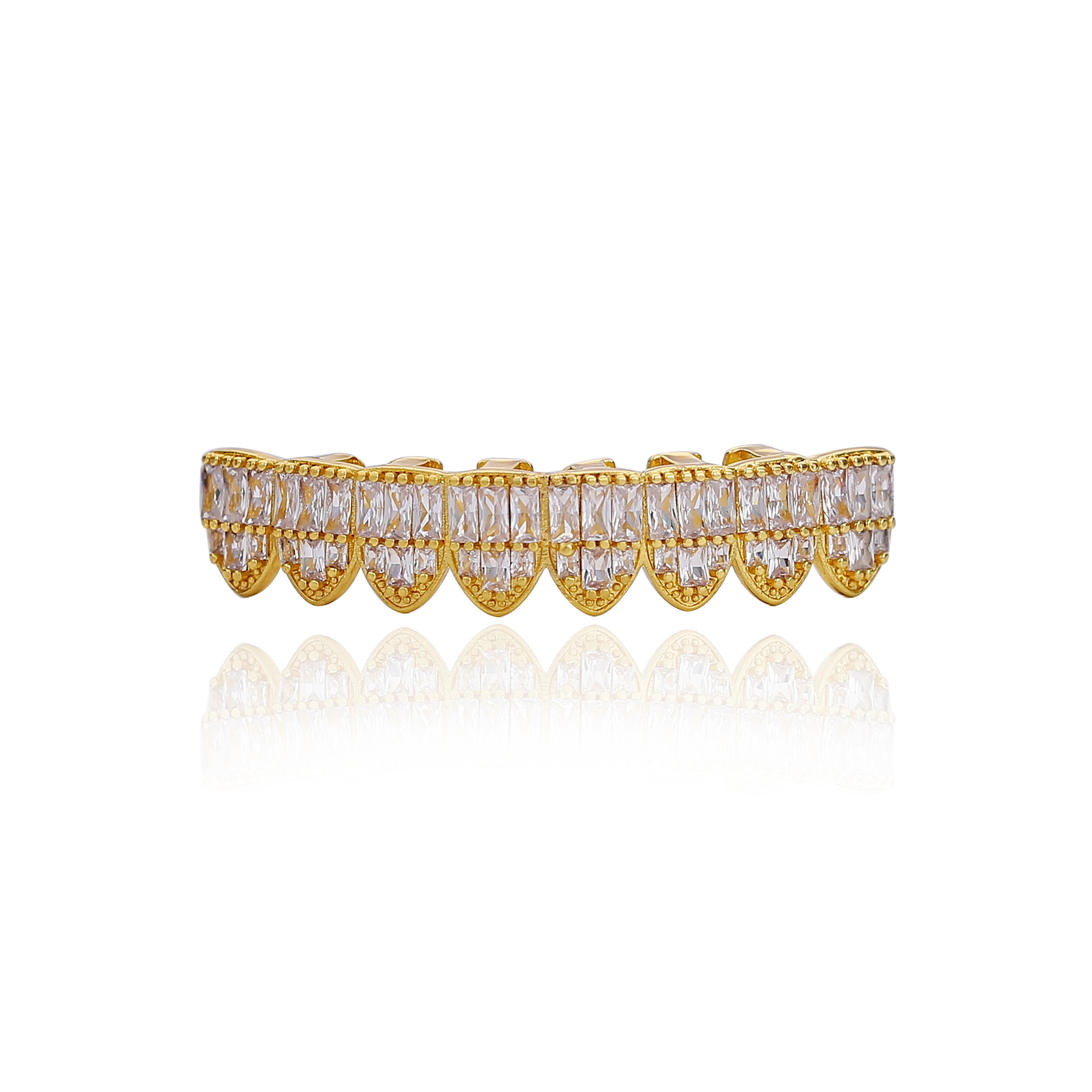 Micro-inlaid 8-tooth HIPHOP square zircon Teeth, a popular Halloween prop tooth set accessory from Europe and America Item Picture
