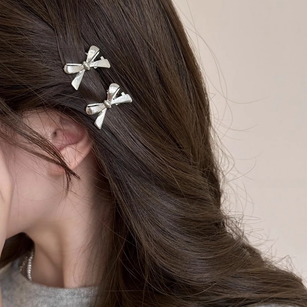 Sweet and cool bow metal small hair clips, women's side ear clips, forehead seamless bangs, hair clips, hairpins, hair accessories full figure