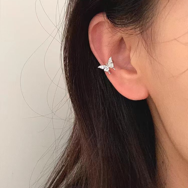 The 2025 new style micro-inlaid zircon fairy forest butterfly pattern stud earrings are simple and compact, featuring stud earrings and stud clips details Picture
